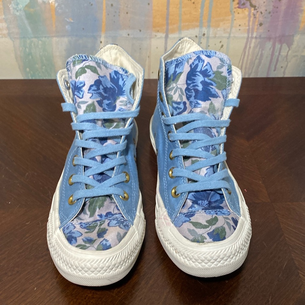 Converse Blue Floral High-Top Sneakers